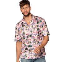 Hawaiiblouse Flamingo Roze Man - thumbnail