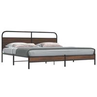 Bedframe zonder matras metaal bruin eikenkleur 180x200 cm - thumbnail