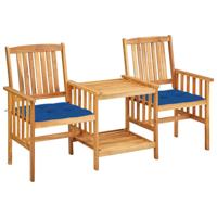 VidaXL Tuinstoelen met tafeltje en kussens massief acaciahout - thumbnail