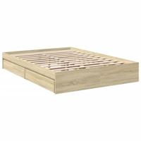 Bedframe met lades bewerkt hout sonoma eikenkleurig 120x200 cm - thumbnail