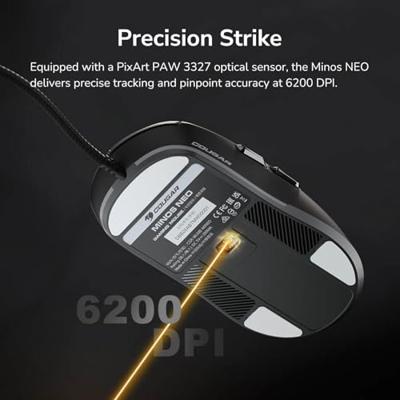 Cougar CGR-WLMB-MINEO Gaming-muis Kabelgebonden Optisch Zwart 6 Toetsen 6200 dpi Cougar CGR-WLMB-MINEO Gaming-muis Kabelgebonden Optisch Zwart 6 Toetsen 6200 dpi