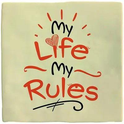 Plenty Gifts tegeltje keramiek my life my rules 10x10cm crème Plenty Gifts tegeltje keramiek my life my rules 10x10cm crème