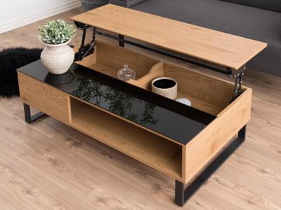 Salontafel met opklapbaar blad AZURA 110 cm bruin/zwart Salontafel met opklapbaar blad AZURA 110 cm bruin/zwart