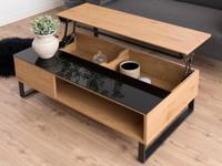 Salontafel met opklapbaar blad AZURA 110 cm bruin/zwart - thumbnail