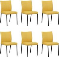 Set van 6 Gele leren moderne eetkamerstoelen Basic - poot vierkant zwart - Toledo Leer Giallo (geel leer) - thumbnail