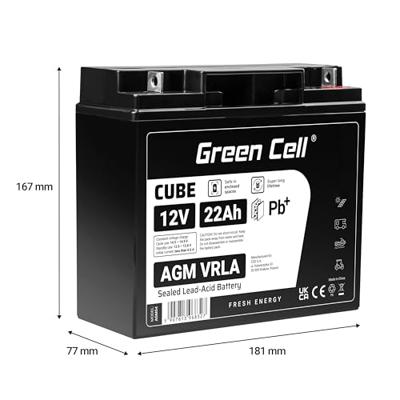 Green Cell AGM54 voertuigaccu AGM (Absorbed Glass Mat) 22 Ah 12 V