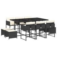 11-delige Tuinset met kussens poly rattan zwart - thumbnail