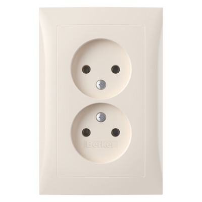 Berker S1 Contactdoos | Inbouw | 2-voudig | Crème - 66.032.48