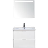 Porto Badmeubelset 70 cm - Wit Hoogglans - Keramische Wastafel Wit Slim met Sence Spiegel - thumbnail