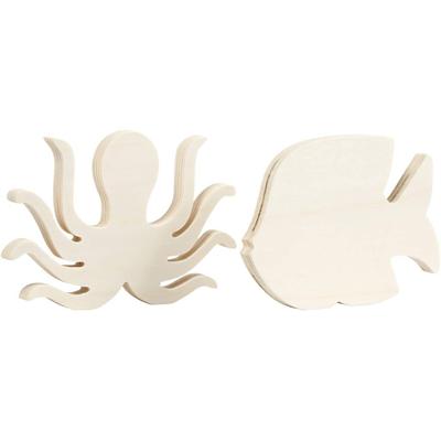 Creativ Company Waterwereld figuren, inktvis en vis, h: 11 cm, b: 16 cm, dikte 1,2 cm, 2 stuk/ 1 doos