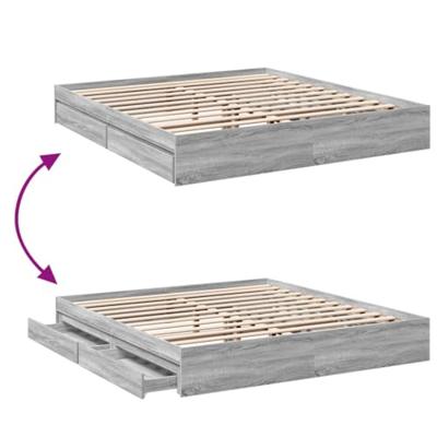 Bedframe met lades bewerkt hout grijs sonoma eiken 180x200 cm
