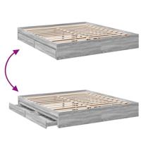 Bedframe met lades bewerkt hout grijs sonoma eiken 180x200 cm - thumbnail