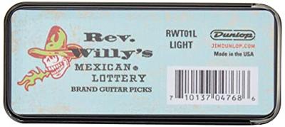 Dunlop RWT01L Rev Willys Mexican Lottery doosje plectrums light