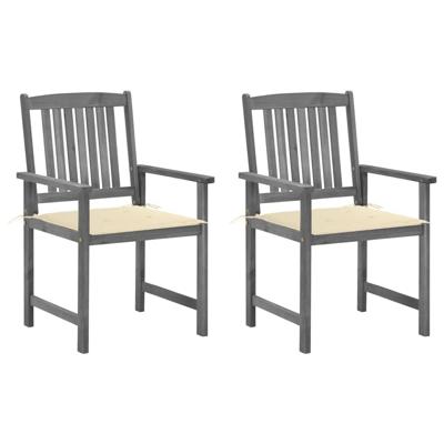 VidaXL Tuinstoelen 2 st met kussens massief acaciahout grijs
