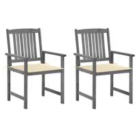 VidaXL Tuinstoelen 2 st met kussens massief acaciahout grijs - thumbnail