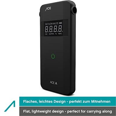 ACE A Alcoholtester Zwart 0 tot 4 ‰ Weergave van verschillende eenheden, Alarm, Incl. display, Countdown-functie