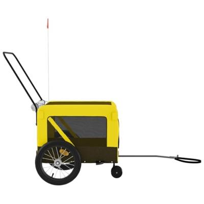 VidaXL Hondenfietstrailer oxford stof en ijzer geel en zwart VidaXL Hondenfietstrailer oxford stof en ijzer geel en zwart