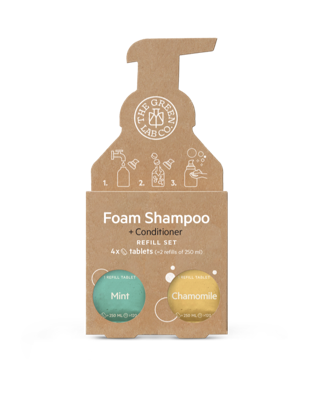 The Green Lab Co. Navul Set Schuimende Shampoo Tabletten - Munt & Kamille The Green Lab Co. Navul Set Schuimende Shampoo Tabletten - Munt & Kamille