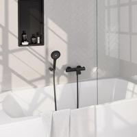 BRAUER Stripe Baddouche Thermostaatkraan SET 04 - opbouw - wandhouder - 3-standen handdouche - doucheslang - mat zwart 5-S-343 - thumbnail