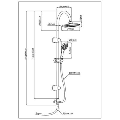 TENERIFFA hoofddouche set, chroom-wit grote wellness-hoofddouche (20,5 x 20,5 cm) met antikalk nozzles handdouche met 5 functies en antikalk nozzles handdouche: Ø ca. 12 cm metalen douchestang