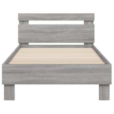 Bedframe met hoofdbord bewerkt hout grijs sonoma 75x190 cm