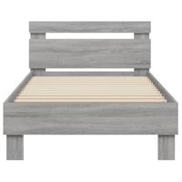 Bedframe met hoofdbord bewerkt hout grijs sonoma 75x190 cm - thumbnail