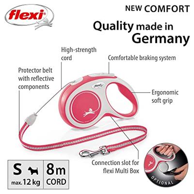 Flexi New Comfort Koord S Rood - 8M S - 8 meter Flexi Rood