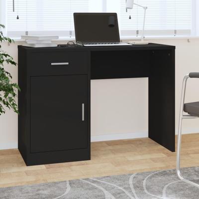 Bureau met kast en lade 100x40x73 cm bewerkt hout zwart