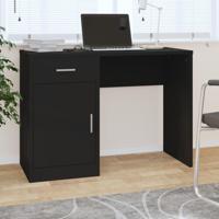 Bureau met kast en lade 100x40x73 cm bewerkt hout zwart - thumbnail
