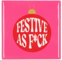 Daan Kromhout Design tegeltje keramiek festive as f*ck 10x10cm roze - thumbnail