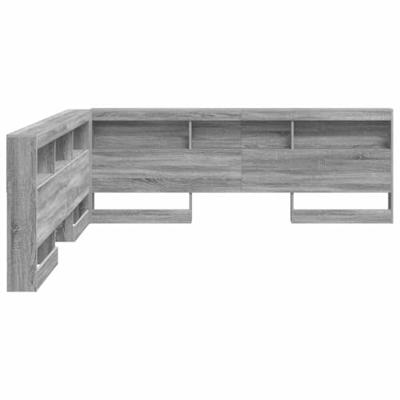Opberghoofdbord met plank Grijs Sonoma 180 cm Bewerkt hout