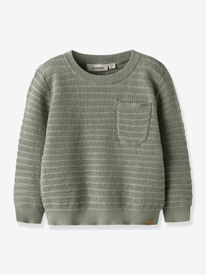 Gebreide trui jongen LIL'ATELIER MINI van katoen korstmos