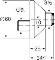 Grohe s-koppelingen set met roset 3/8 inch 1/2 inch chroom - thumbnail
