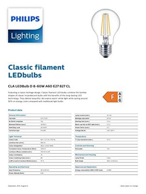 LED filament GLS 8-60W E27 827 A60 helder LED filament GLS 8-60W E27 827 A60 helder
