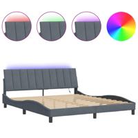 Bedframe met LED zonder matras "Hanko" fluweel donkergrijs 200x200 cm - thumbnail