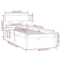 Bedframe massief hout zwart 75x190 cm - thumbnail