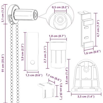 VidaXL 19-delig rolgordijnbeslag 18 mm