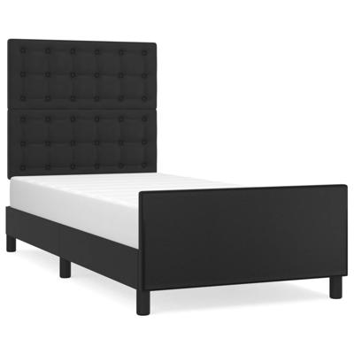 Bedframe met hoofdbord kunstleer zwart 100x200 cm