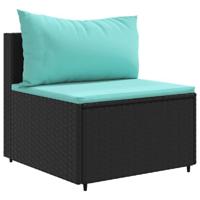 3-delige Loungeset met kussens poly rattan zwart - thumbnail