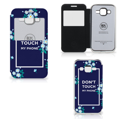 Samsung Galaxy Core Prime Portemonnee Hoesje Flowers Blue DTMP Samsung Galaxy Core Prime Portemonnee Hoesje Flowers Blue DTMP