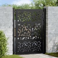Poort met bladontwerp 100x125 cm staal zwart - thumbnail