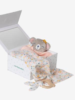 Geschenkdoos met 3 stuks: slaapzak + personaliseerbare knuffel + rammelaar koala