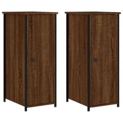 Nachtkastjes 2 st 32x42x80 cm bewerkt hout bruin eikenkleur