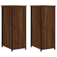 Nachtkastjes 2 st 32x42x80 cm bewerkt hout bruin eikenkleur - thumbnail