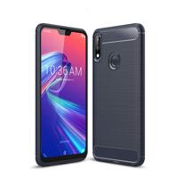 Geborsteld textuur Carbon Fiber schokbestendig TPU Case voor ASUS Zenfone Max Pro (m2) (marineblauw) - thumbnail