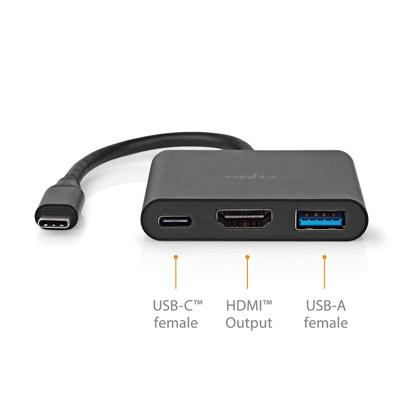 Nedis USB Multi-Port Adapter USB-C naar HDMI & USB-A/C zwart