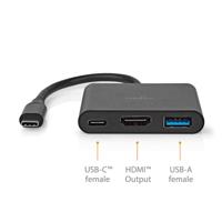 Nedis USB Multi-Port Adapter USB-C naar HDMI & USB-A/C zwart - thumbnail