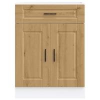 Keuken onderkast "Porto" bewerkt hout artisanaal eikenkleur - thumbnail