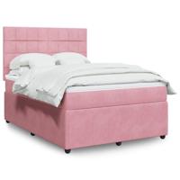 Boxspring met matras fluweel roze 140x200 cm - thumbnail