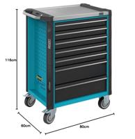 HAZET Gereedschapwagen - Assistent 179NX - enkel 179NX-8 - L x B x H: 785 mm x 518 mm x 1020 mm - Laden, ondiep: 7× 81 x 522 x 398 mm - Laden, diep: - thumbnail